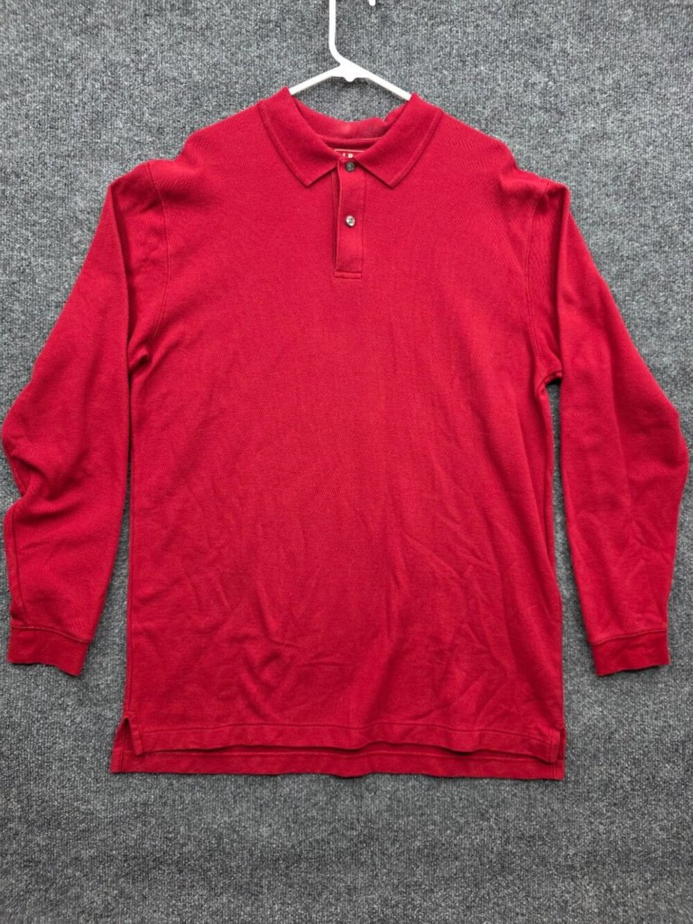 L.L.Bean Long Sleeve Cotton Pique Polo Shirt L Red Preppy Heritage Country Club